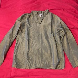 Ann Taylor Loft Iridescent Silk Green Hooded Tunic Size 6